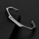 HEXAGON STEALNESS HANDCUFF BRACELET